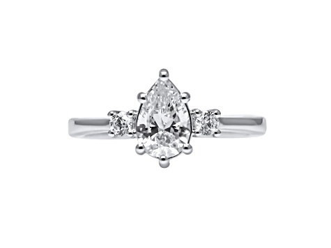 Pear Shape White Lab Grown Diamond Ring 14K White Gold 1.15ctw