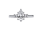 Pear Shape White Lab Grown Diamond Ring 14K White Gold 1.15ctw