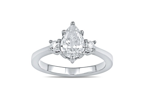 Pear Shape White Lab Grown Diamond Ring 14K White Gold 1.15ctw