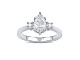 Pear Shape White Lab Grown Diamond Ring 14K White Gold 1.15ctw