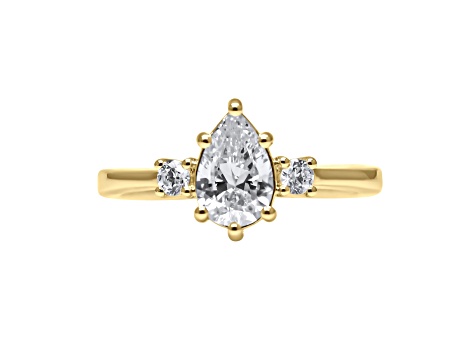 Pear Shape White Lab Grown Diamond Ring 14K Yellow Gold 1.15ctw