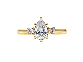 Picture of Pear Shape White Lab Grown Diamond Ring 14K Yellow Gold 1.15ctw