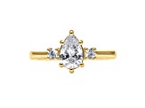 Pear Shape White Lab Grown Diamond Ring 14K Yellow Gold 1.15ctw