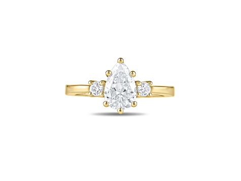 Pear Shape White Lab Grown Diamond Ring 14K Yellow Gold 1.15ctw