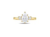 Pear Shape White Lab Grown Diamond Ring 14K Yellow Gold 1.15ctw