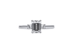 Emerald Cut White Lab Grown Diamond Ring 14K White Gold 1.15ctw