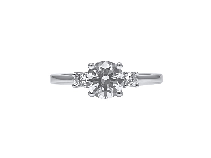 Round White Lab Grown Diamond Ring 14K White Gold 1.65ctw