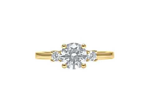 Round White Lab Grown Diamond Ring 14K Yellow Gold 1.65ctw