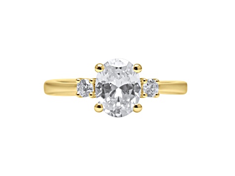 Oval White Lab Grown Diamond Ring 14K Yellow Gold 1.65ctw