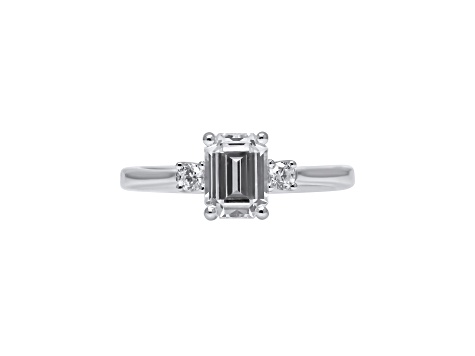 Emerald Cut White Lab Grown Diamond Ring 14K White Gold 1.65ctw
