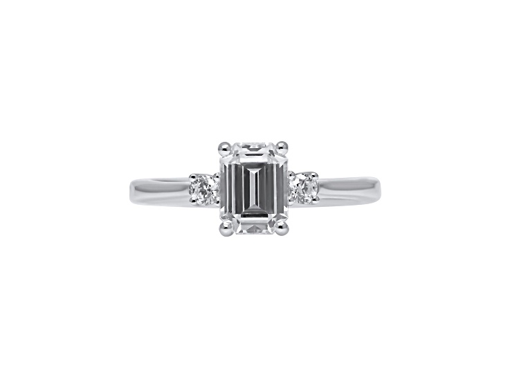 Emerald Cut White Lab Grown Diamond Ring 14K White Gold 1.65ctw