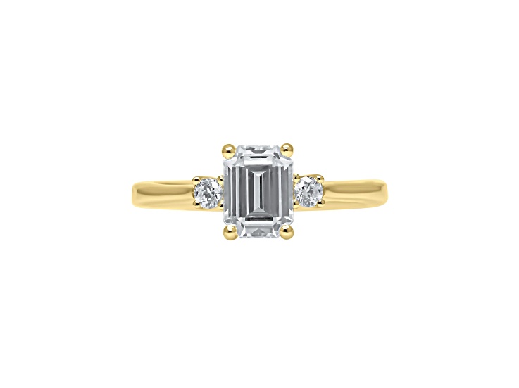 Emerald Cut White Lab Grown Diamond Ring 14K Yellow Gold 1.65ctw