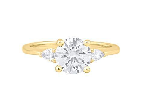 Round White Lab Grown Diamond Ring 14K Yellow Gold 2.15ctw