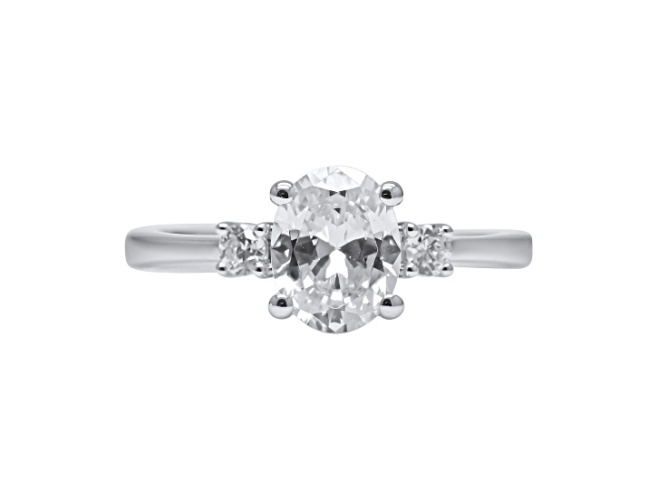 Oval White Lab Grown Diamond Ring 14K White Gold 2.15ctw