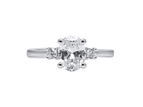 Oval White Lab Grown Diamond Ring 14K White Gold 2.15ctw