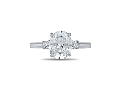 Oval White Lab Grown Diamond Ring 14K White Gold 2.15ctw