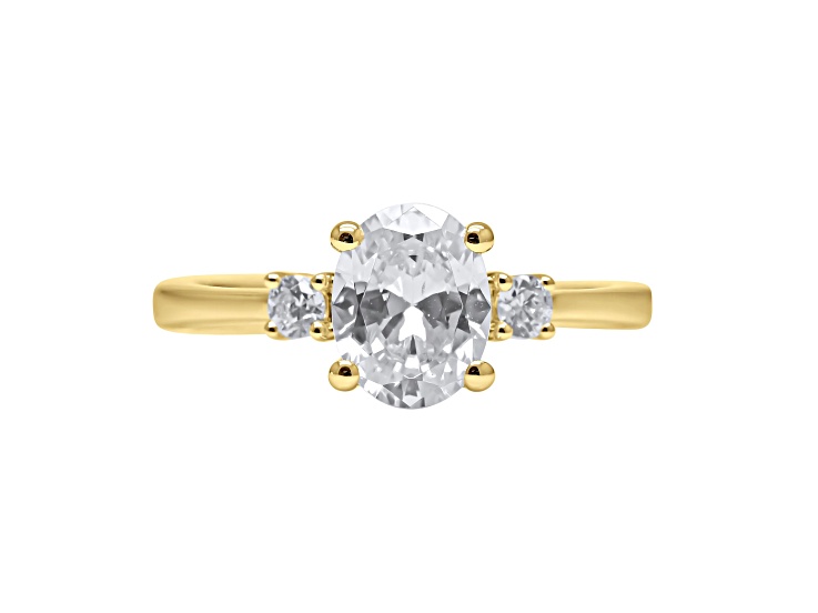Oval White Lab Grown Diamond Ring 14K Yellow Gold 2.15ctw