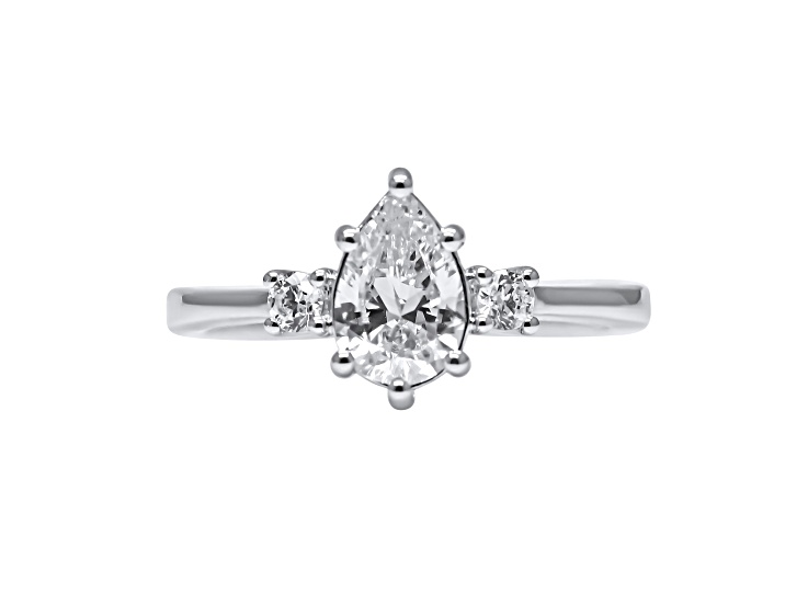 Pear Shape White Lab Grown Diamond Ring 14K White Gold 2.15ctw
