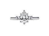 Pear Shape White Lab Grown Diamond Ring 14K White Gold 2.15ctw