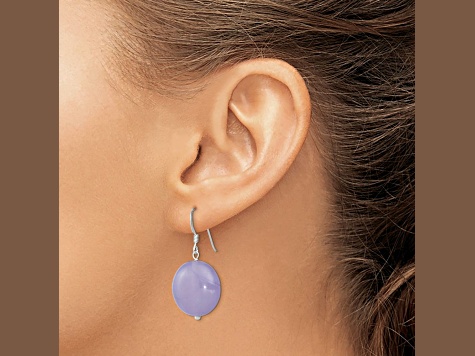Sterling Silver Polished Lavender Jadeite Circle Dangle Earrings