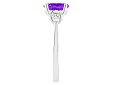 8mm Round Amethyst And White Topaz Rhodium Over Sterling Silver 3-Stone Ring