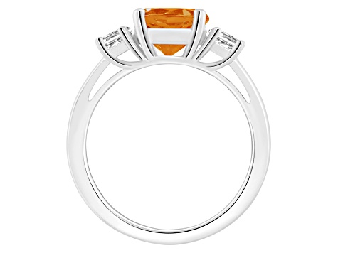 8mm Round Citrine And White Topaz Rhodium Over Sterling Silver 3-Stone Ring
