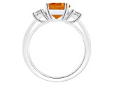 8mm Round Citrine And White Topaz Rhodium Over Sterling Silver 3-Stone Ring