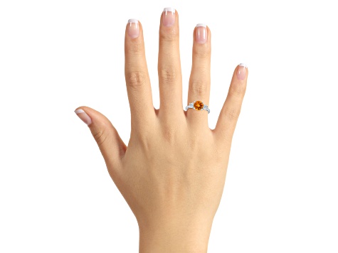 8mm Round Citrine And White Topaz Rhodium Over Sterling Silver 3-Stone Ring