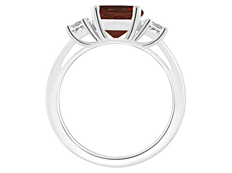 8mm Round Garnet And White Topaz Rhodium Over Sterling Silver 3-Stone Ring