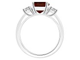 8mm Round Garnet And White Topaz Rhodium Over Sterling Silver 3-Stone Ring