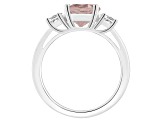 8mm Round Rose Quartz And White Topaz Rhodium Over Sterling Silver 3-Stone Ring