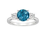 8mm Round London Blue Topaz And White Topaz Rhodium Over Sterling Silver 3-Stone Ring