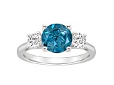 8mm Round London Blue Topaz And White Topaz Rhodium Over Sterling Silver 3-Stone Ring
