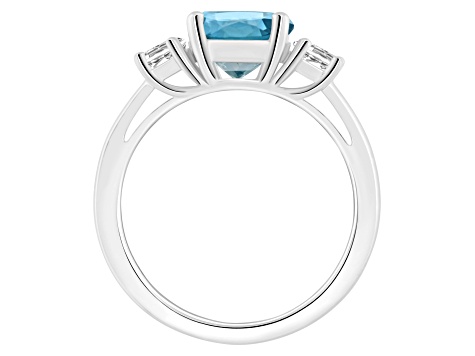 8mm Round London Blue Topaz And White Topaz Rhodium Over Sterling Silver 3-Stone Ring
