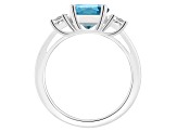 8mm Round London Blue Topaz And White Topaz Rhodium Over Sterling Silver 3-Stone Ring
