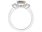 8mm Round Mystic Topaz And White Topaz Rhodium Over Sterling Silver 3-Stone Ring