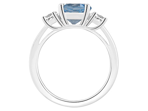 8mm Round Sky Blue Topaz And White Topaz Rhodium Over Sterling Silver 3-Stone Ring
