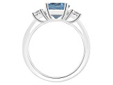 8mm Round Sky Blue Topaz And White Topaz Rhodium Over Sterling Silver 3-Stone Ring