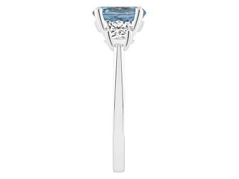 8mm Round Sky Blue Topaz And White Topaz Rhodium Over Sterling Silver 3-Stone Ring