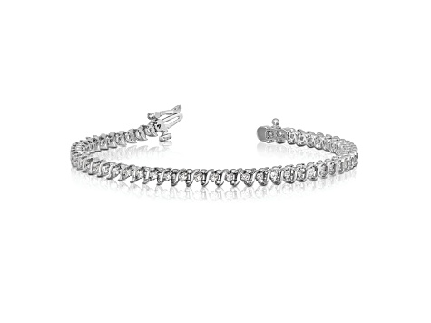 Rhodium Over 14k White Gold I1/G-H Diamond Tennis Bracelet 0.91ctw