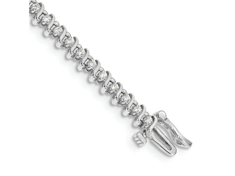 Rhodium Over 14k White Gold I1/G-H Diamond Tennis Bracelet 0.91ctw