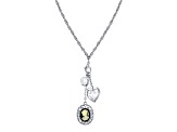 1928 Jewelry Silver Tone Heart and Black Oval Cameo Charm Necklace
