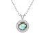 7mm Round Labradorite 1/8 ctw Diamond Rhodium Over Sterling Silver Halo Pendant with Chain