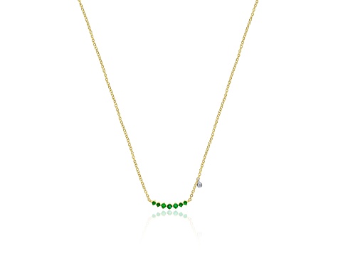 14kt Yellow Gold Emerald Diamond Bar Necklace