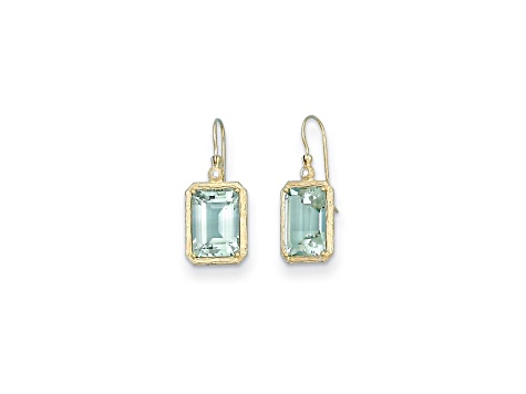 14K Yellow Gold Diamond and Green Prasiolite Dangle Earrings