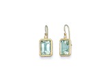 14K Yellow Gold Diamond and Green Prasiolite Dangle Earrings