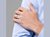 White Cubic Zirconia Stainless Steel Men's Signet Ring