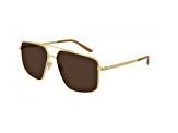Gucci Gold Tone Frame Rectangle / Brown Lens Sunglasses