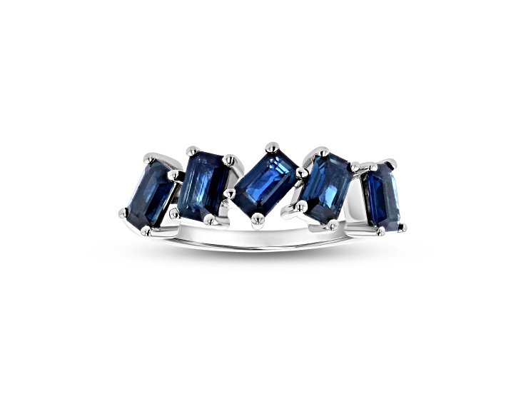 Sapphire 14k White Gold Band Ring 1.56ctw