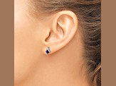 Rhodium Over 10k White Gold 0.64ctw Cushion Amethyst February Birthstone and Diamond Stud Earrings